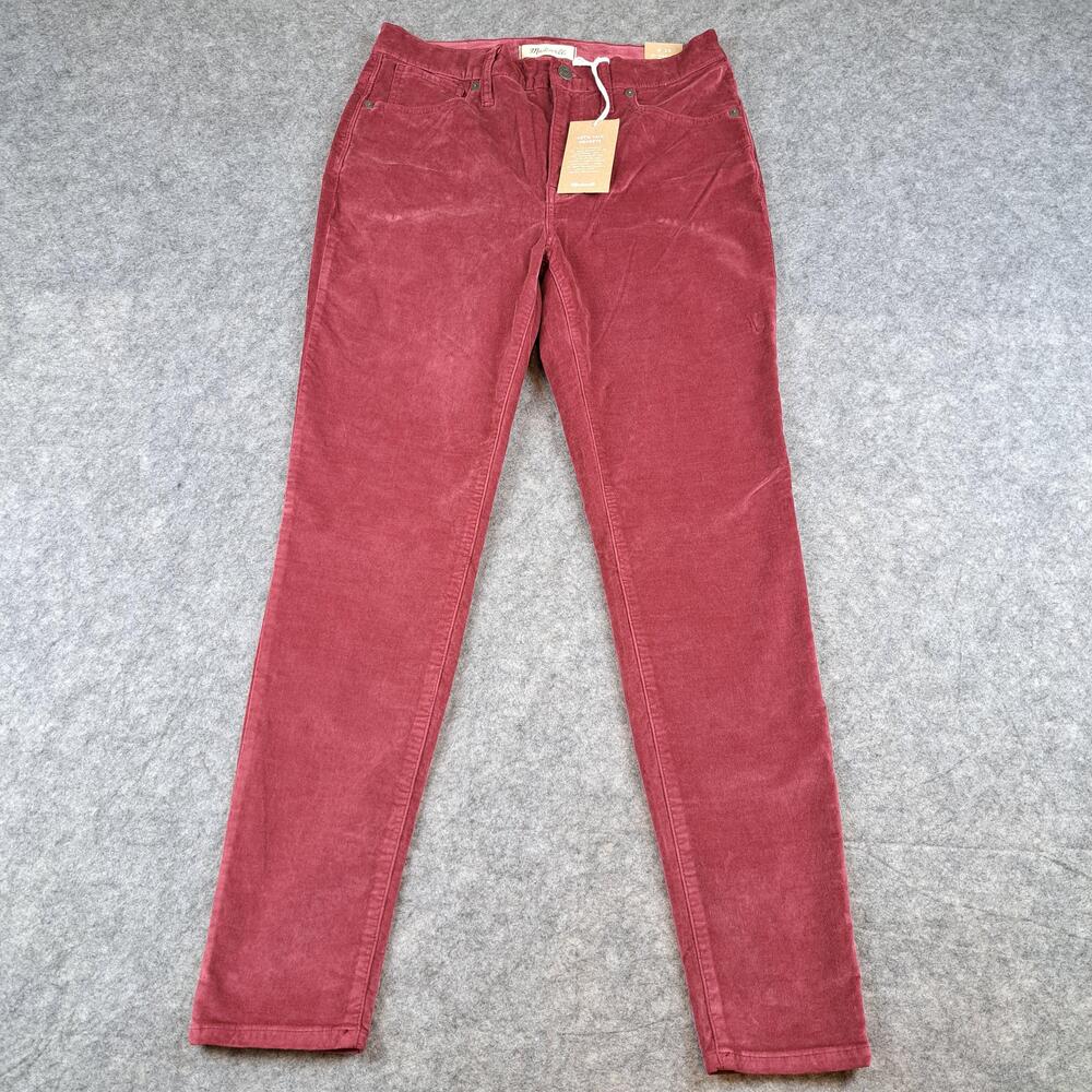 Madewell Pants Womens 29 Burgundy Red 10" High-Rise Skinny Corduro Stretch Jeans
